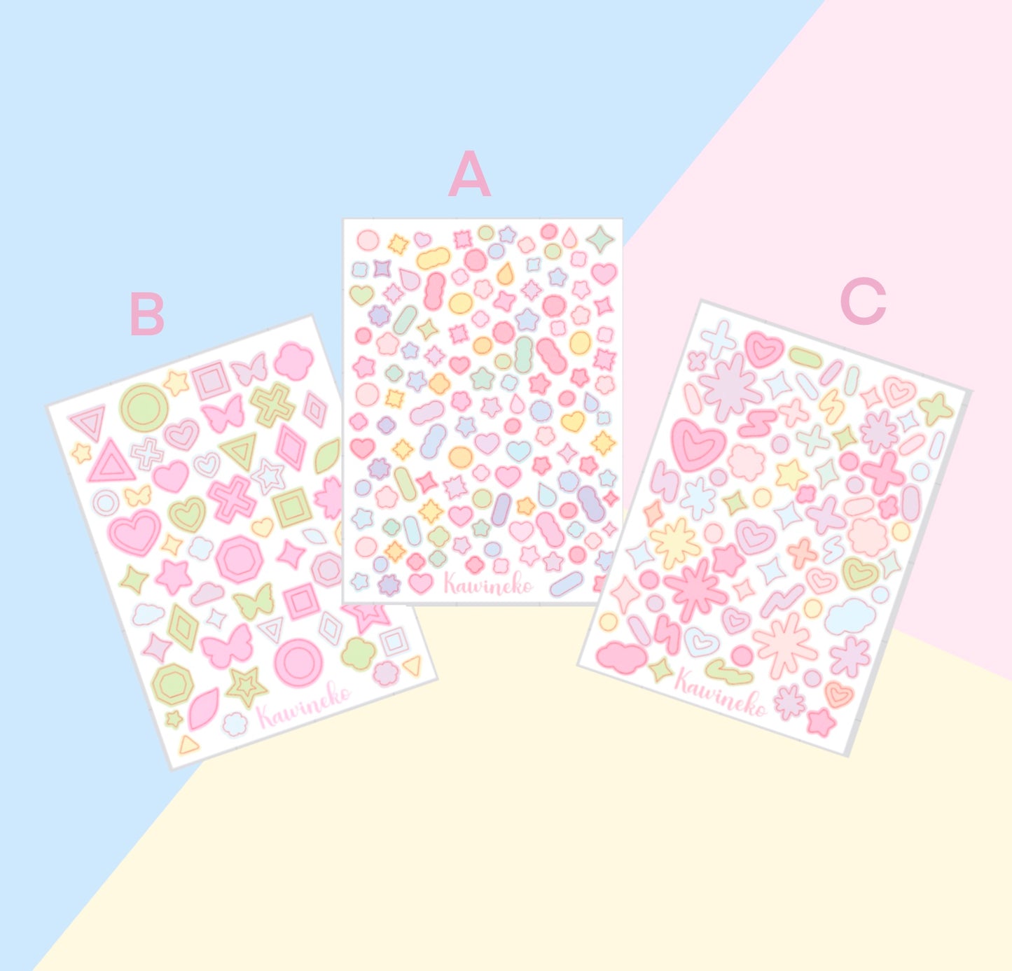 little small outline deco shapes  stickers sheets