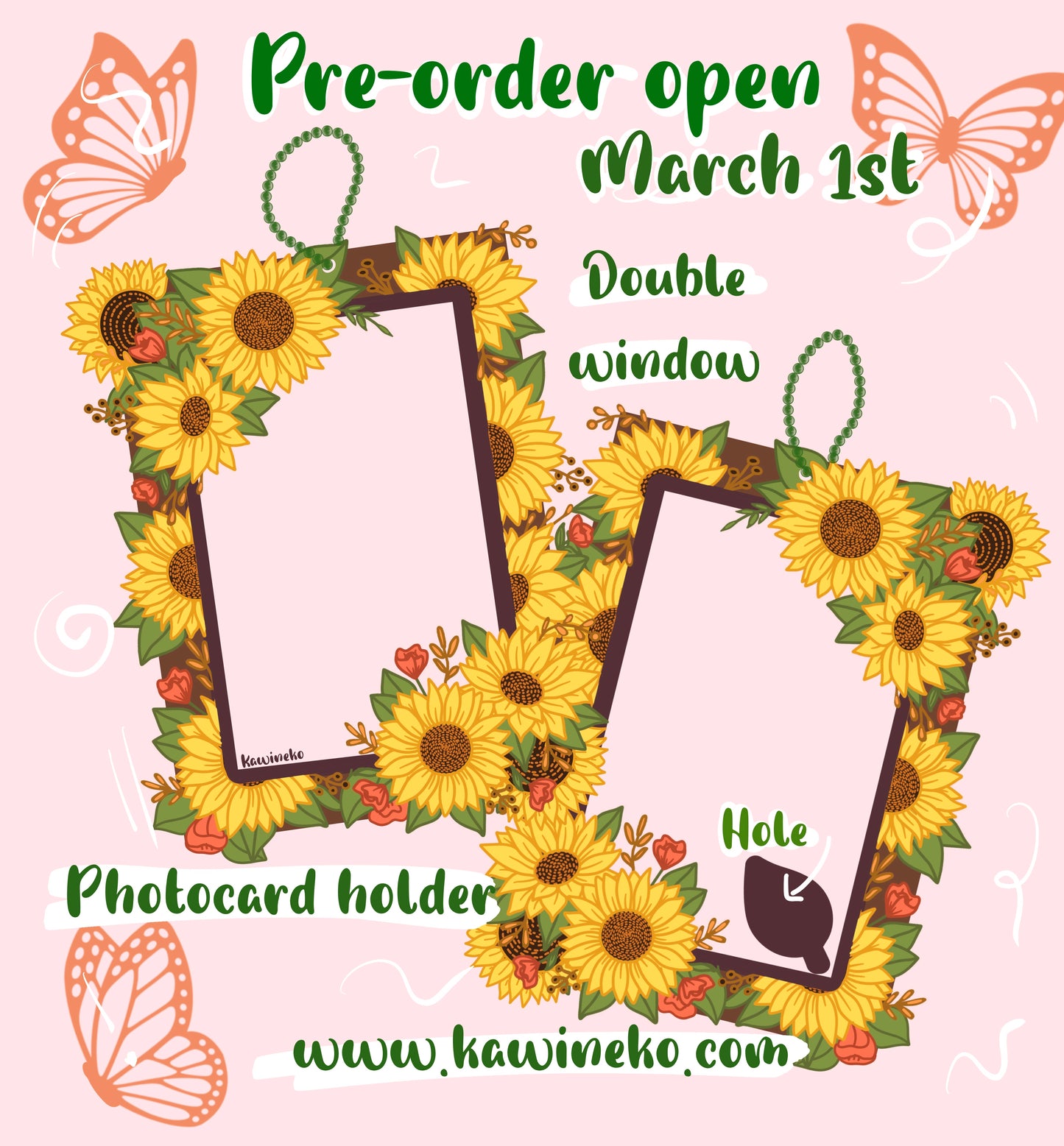 PRE-ORDER sunflower Double Window photocard holder flowers acrylic card holder kpop pc cardholder keychain