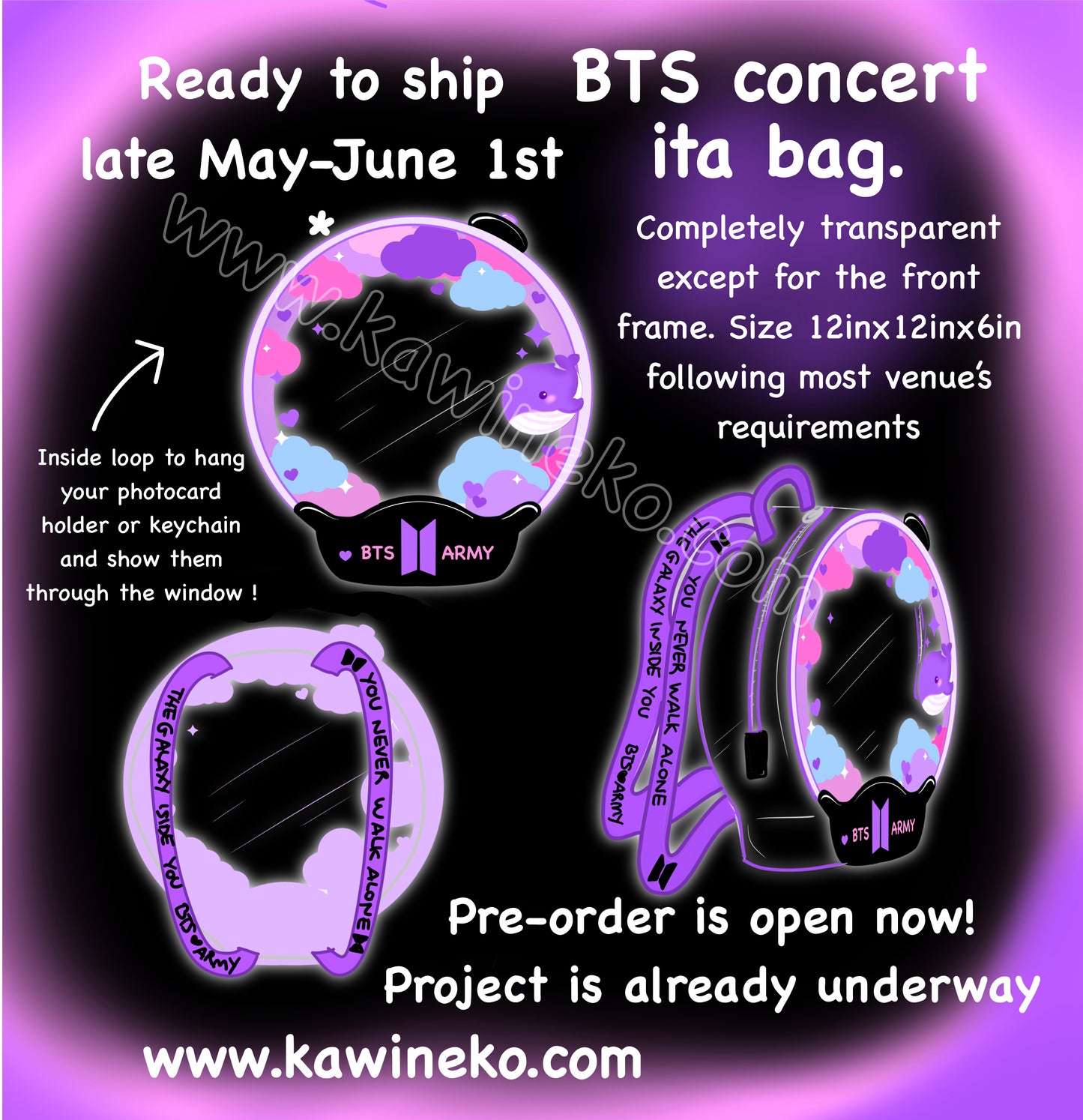 PRE ORDER BTS ita bag concert stadium event bag bangtan arirang and future concerts and events