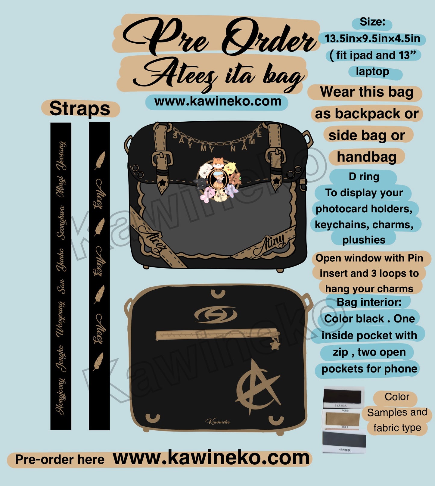 PRE ORDER Ateez ita bag atiny backpack handbag side bag kpop