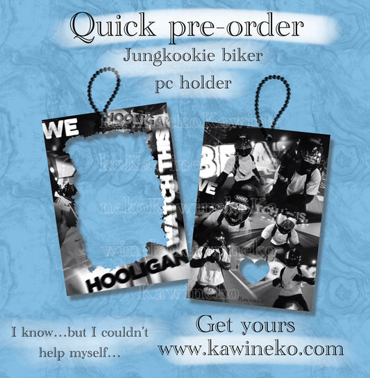 Jungkook biker hooligan photocard holder keychain bts  inspired