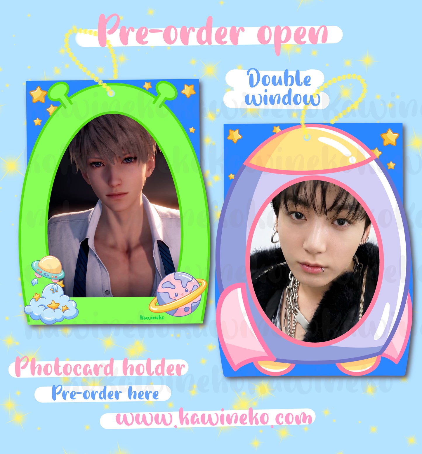 PRE ORDER space alien cute photocard holder keychain kpop anime