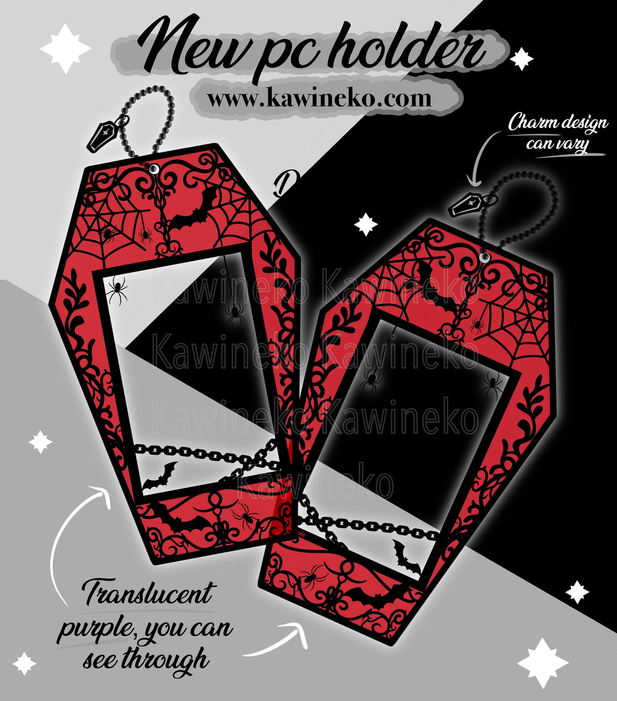 PRE ORDER coffin Gothic Dark romance Double Window photocard holder acrylic halloween card holder kpop pc cardholder keychain