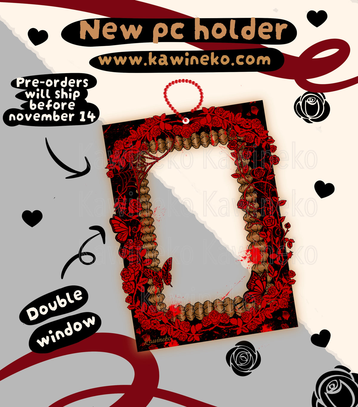 Black Butler inspired gothic party photocard holder, pc photocard kpop keychain