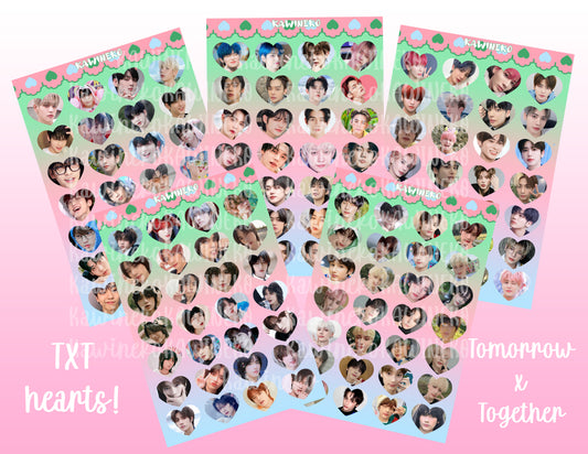 Tomorrow x Together kpop heart sticker sheets members TXT