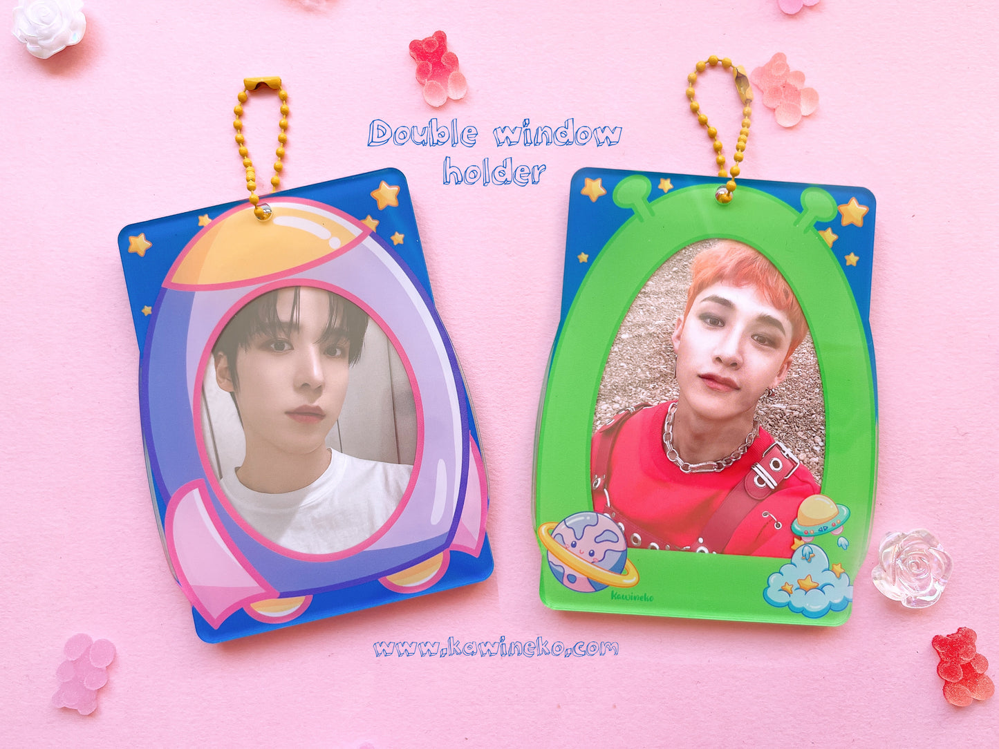 space alien cute photocard holder keychain kpop anime