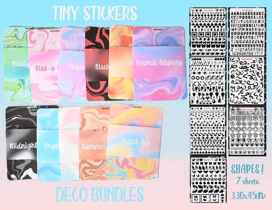 Ultimate Deco bundle! Tons of little tiny sticker sheets to deco your toploaders, journal spreads and everything you can imagine!