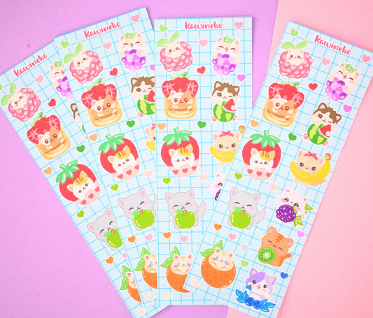 Cats and fruits sticker sheets