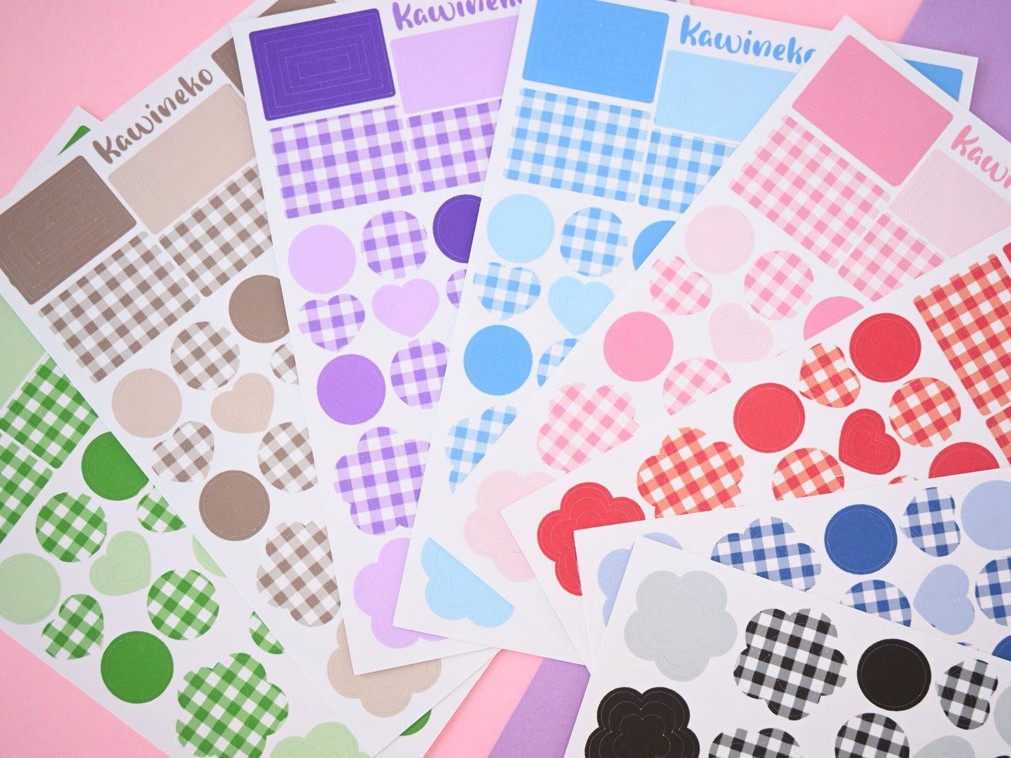 Shapes with plaid pattern outline shapes sticker sheets