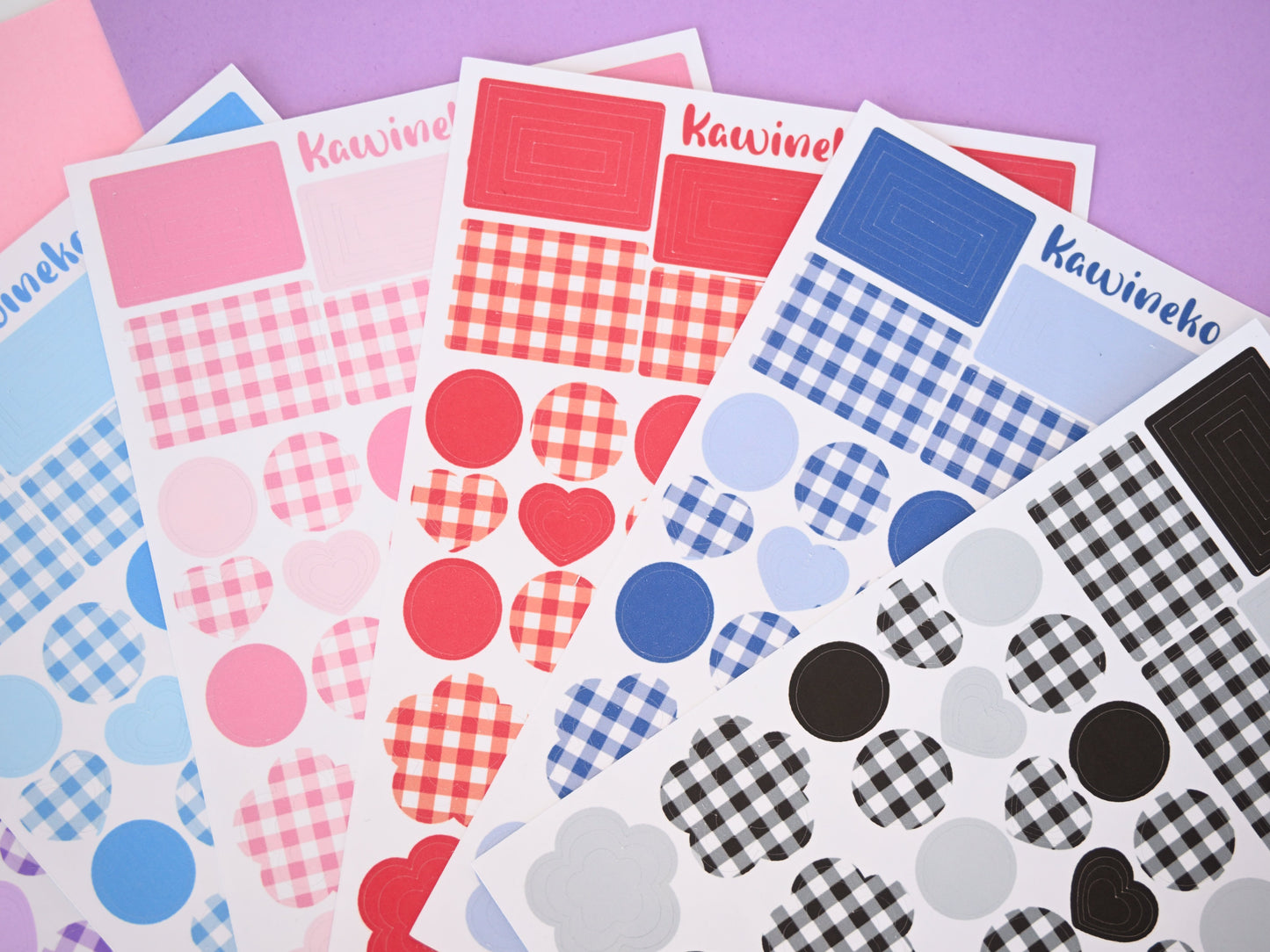 Shapes with plaid pattern outline shapes sticker sheets