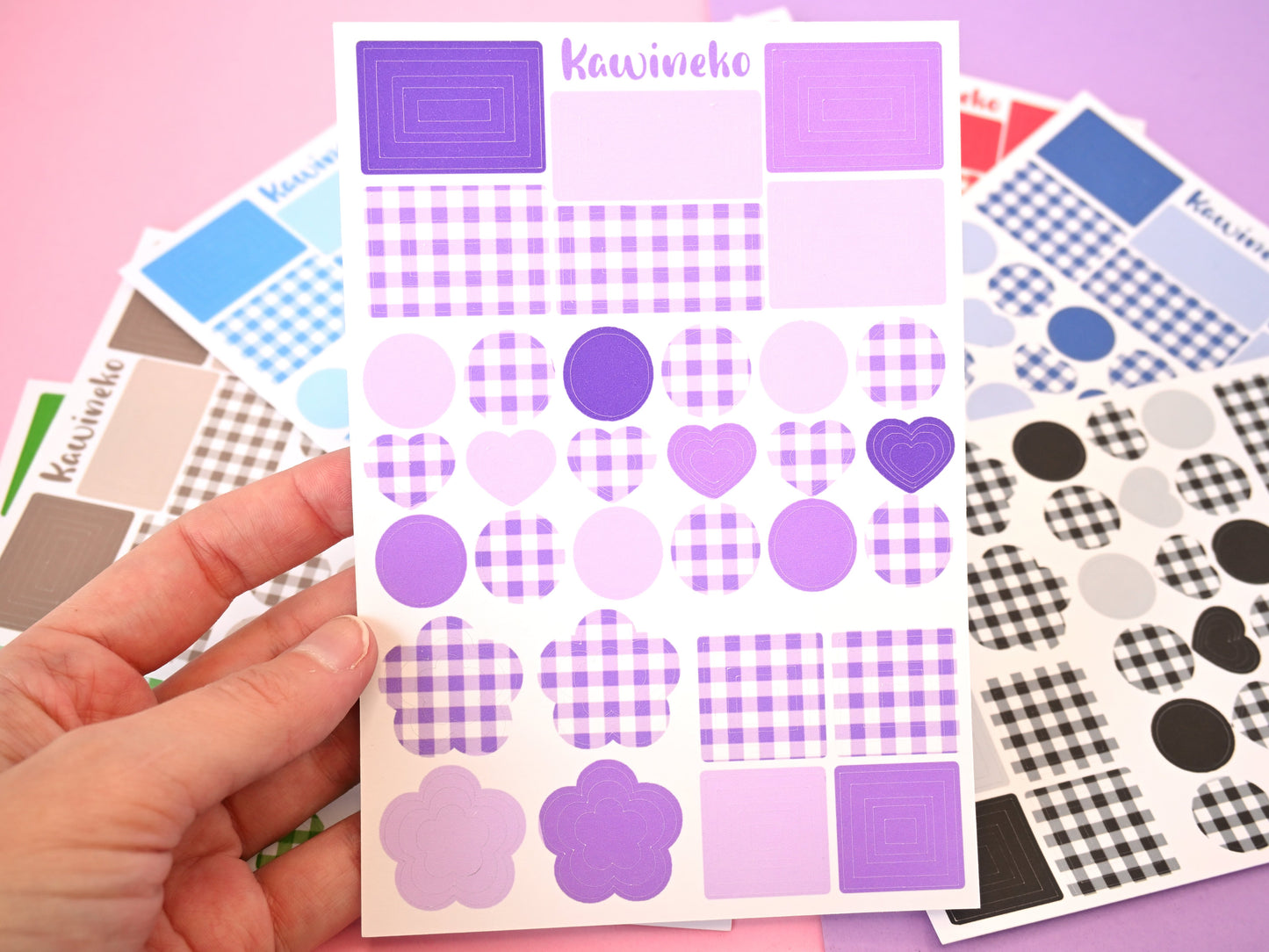 Shapes with plaid pattern outline shapes sticker sheets