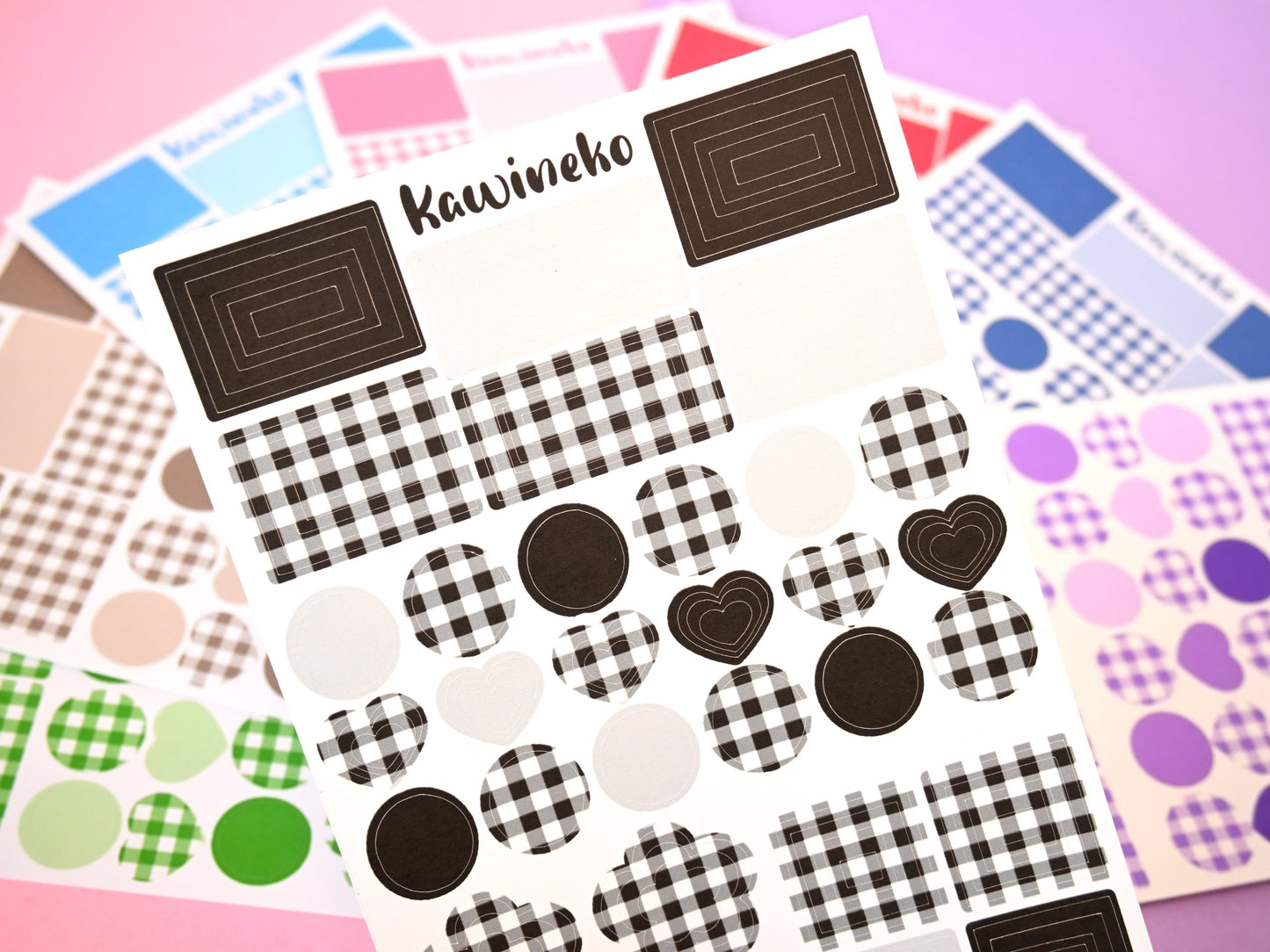 Shapes with plaid pattern outline shapes sticker sheets