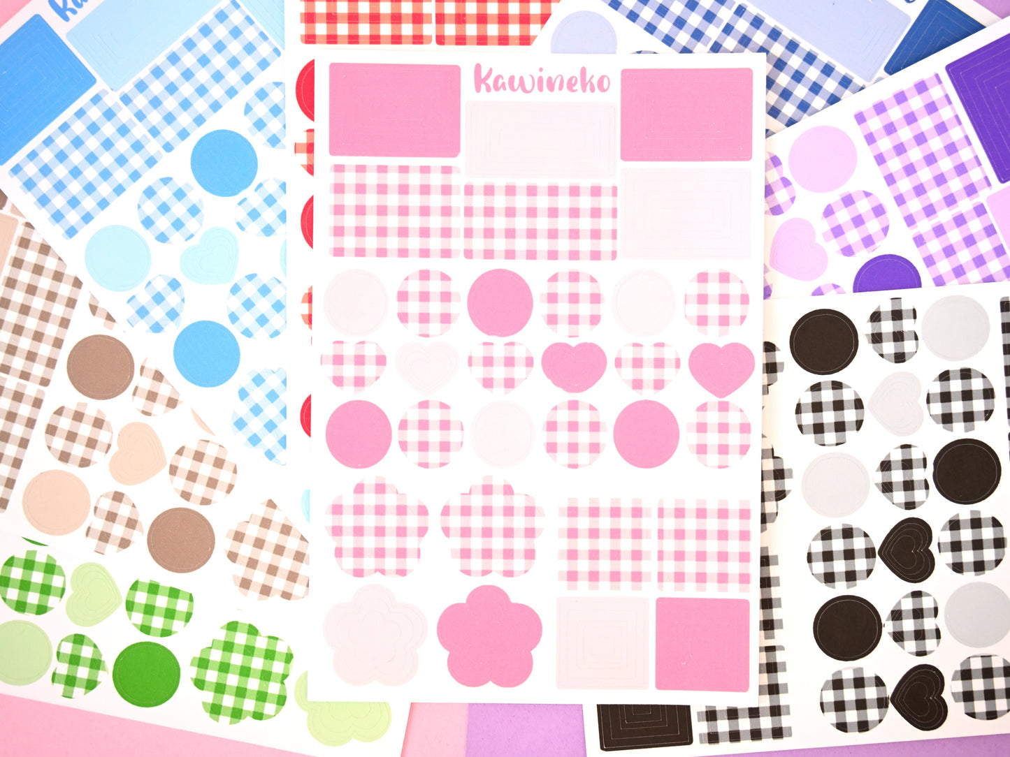 Shapes with plaid pattern outline shapes sticker sheets