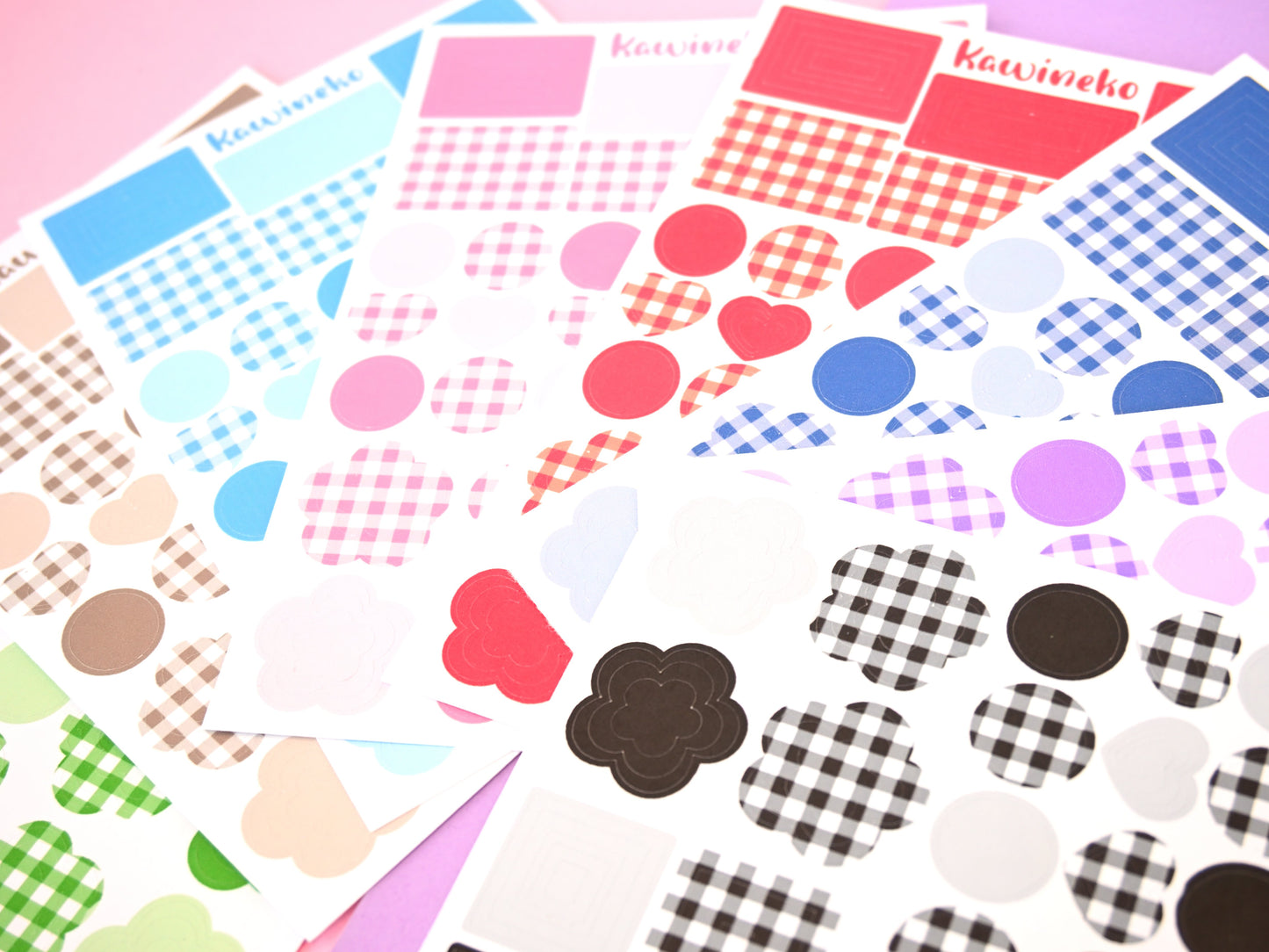 Shapes with plaid pattern outline shapes sticker sheets