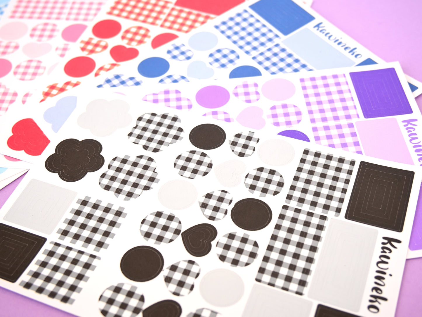 Shapes with plaid pattern outline shapes sticker sheets