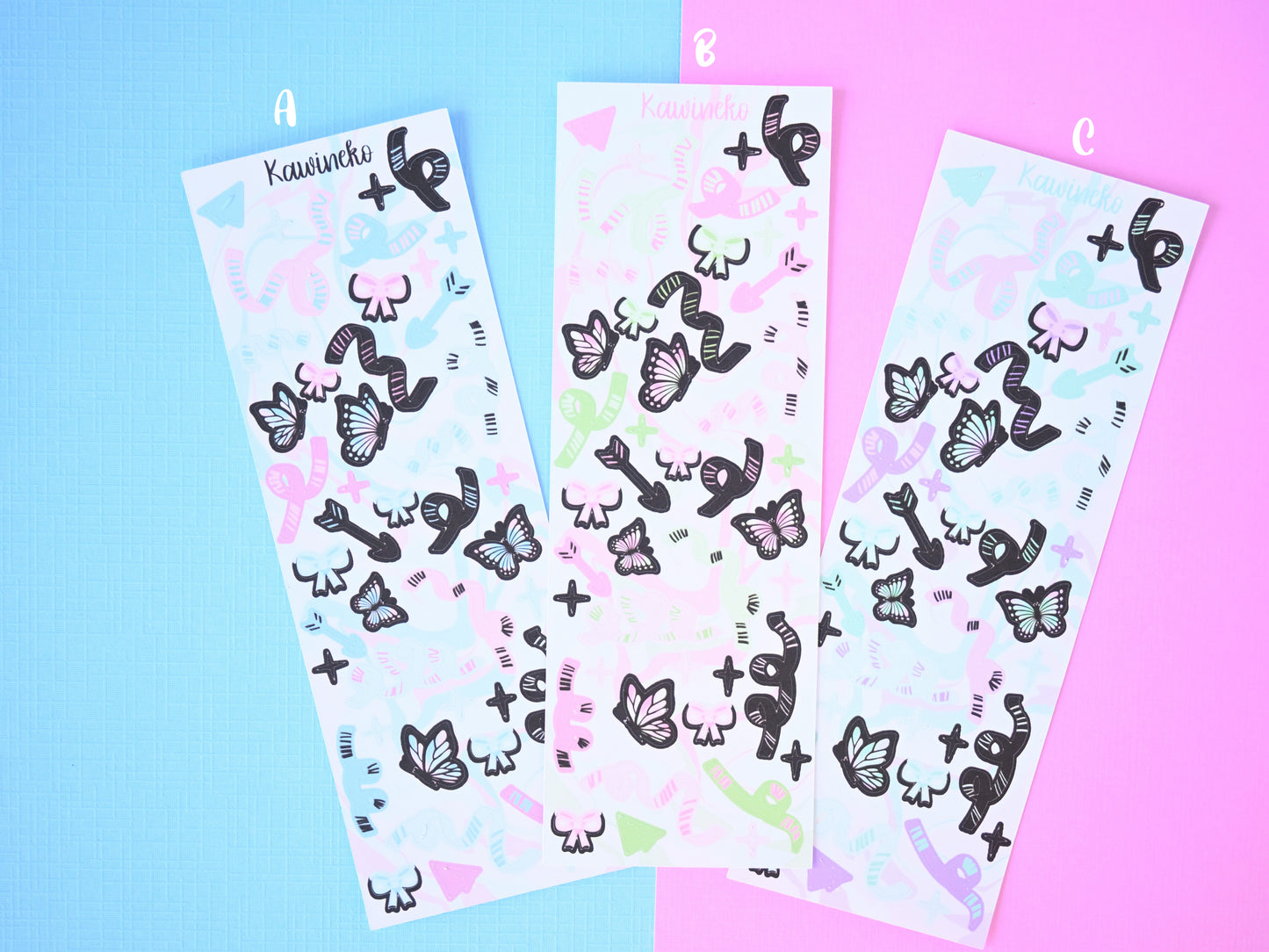 Butterflies and ribbons with little decos stickers