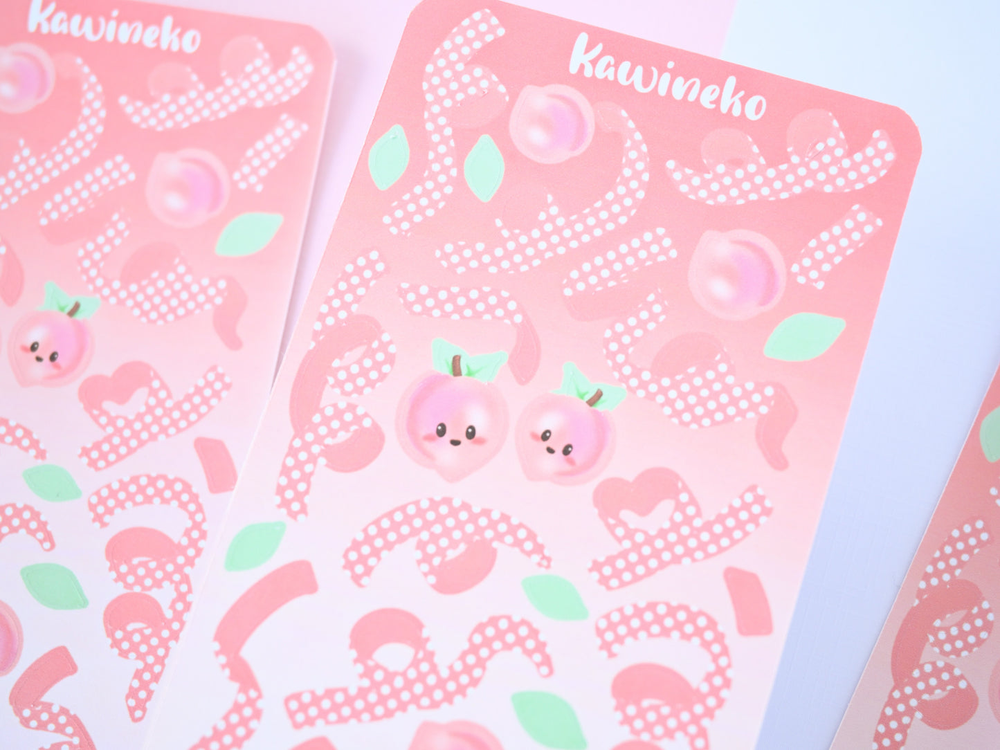 Polka ribbons with peaches sticker sheet