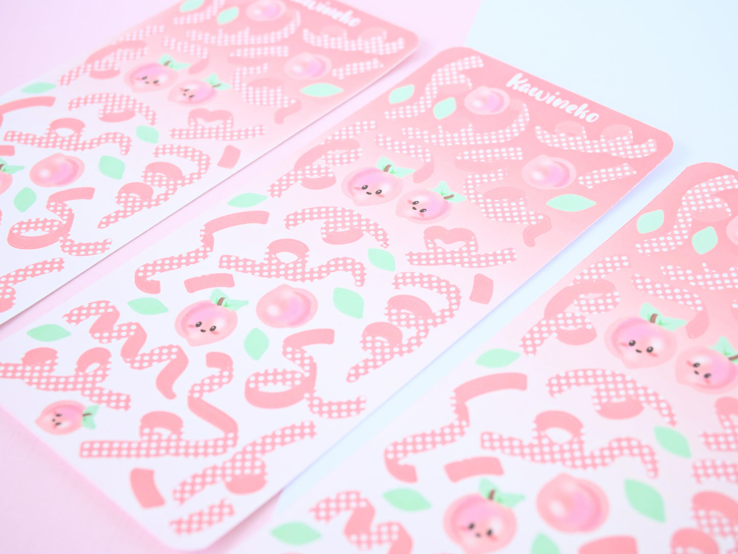Polka ribbons with peaches sticker sheet