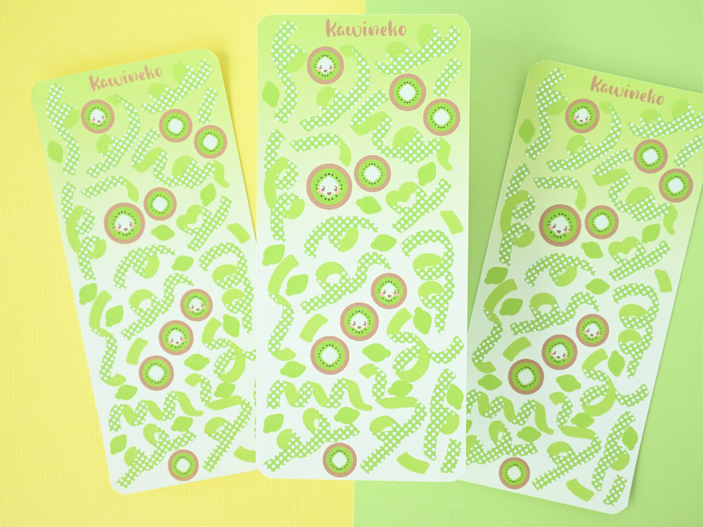 Polka ribbons with Kiwis sticker sheet