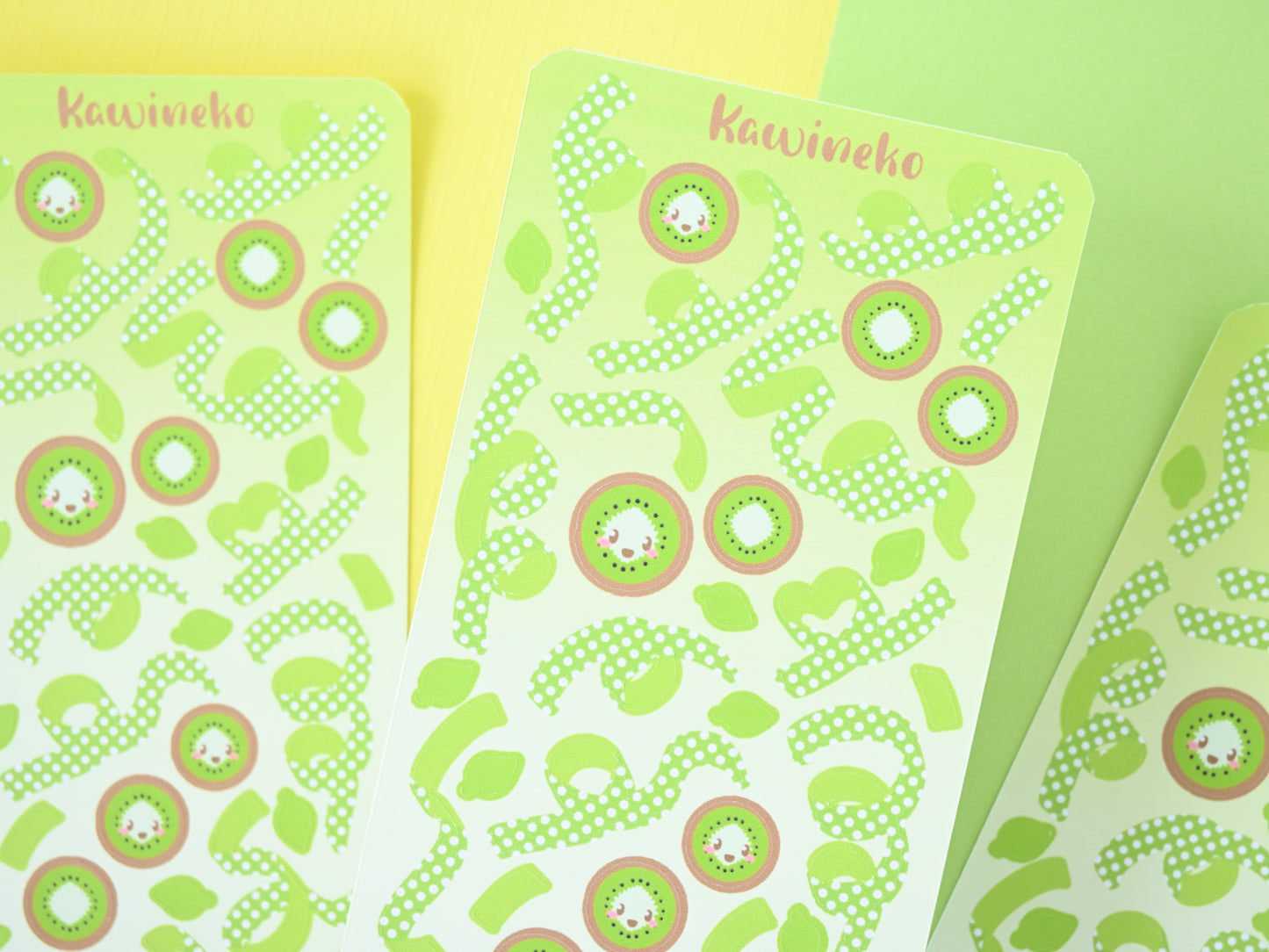 Polka ribbons with Kiwis sticker sheet