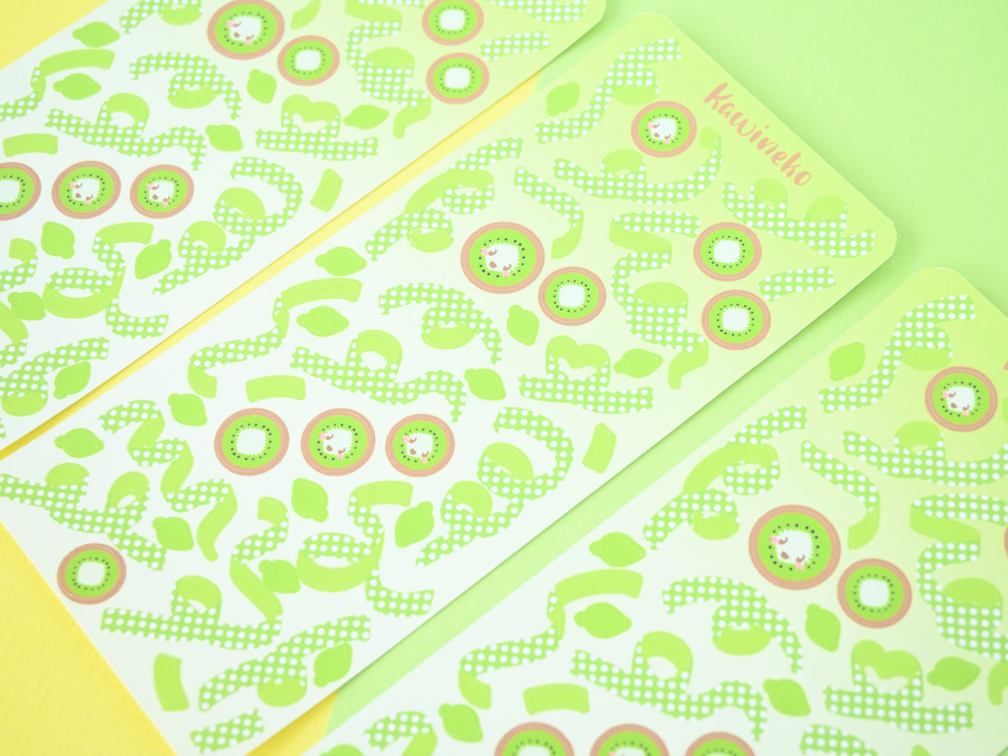 Polka ribbons with Kiwis sticker sheet