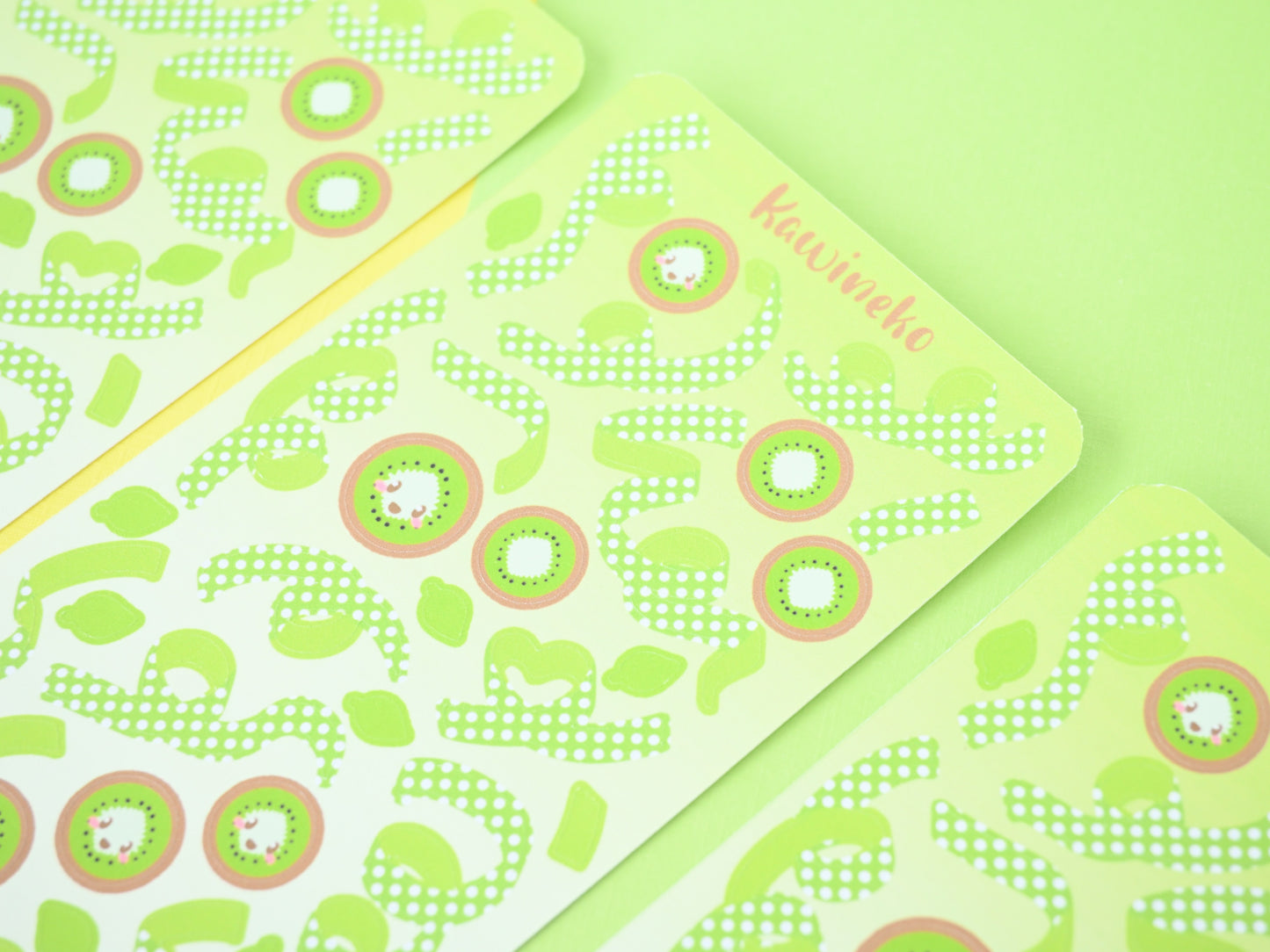 Polka ribbons with Kiwis sticker sheet