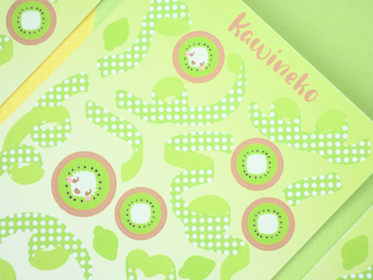 Polka ribbons with Kiwis sticker sheet