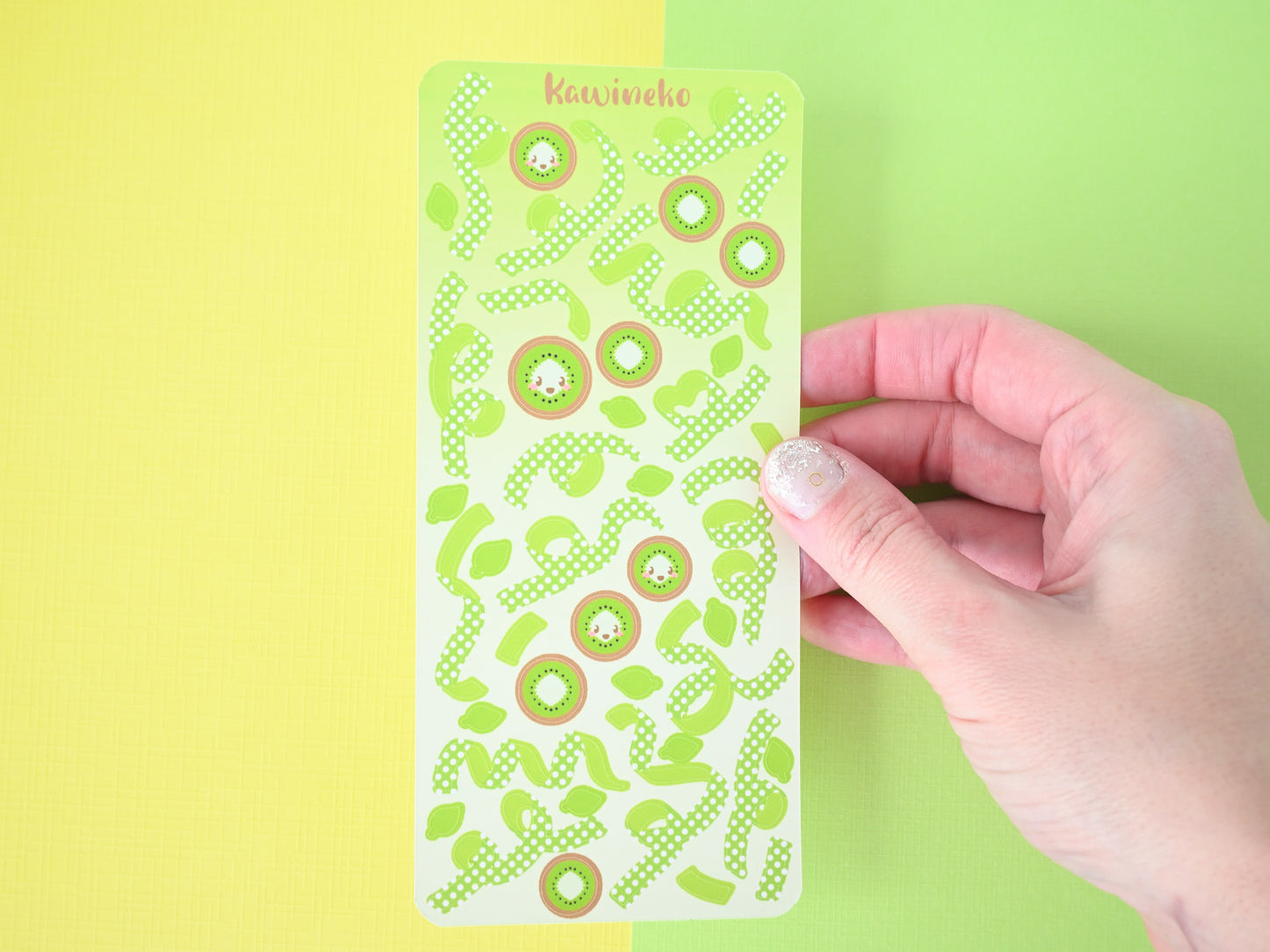 Polka ribbons with Kiwis sticker sheet