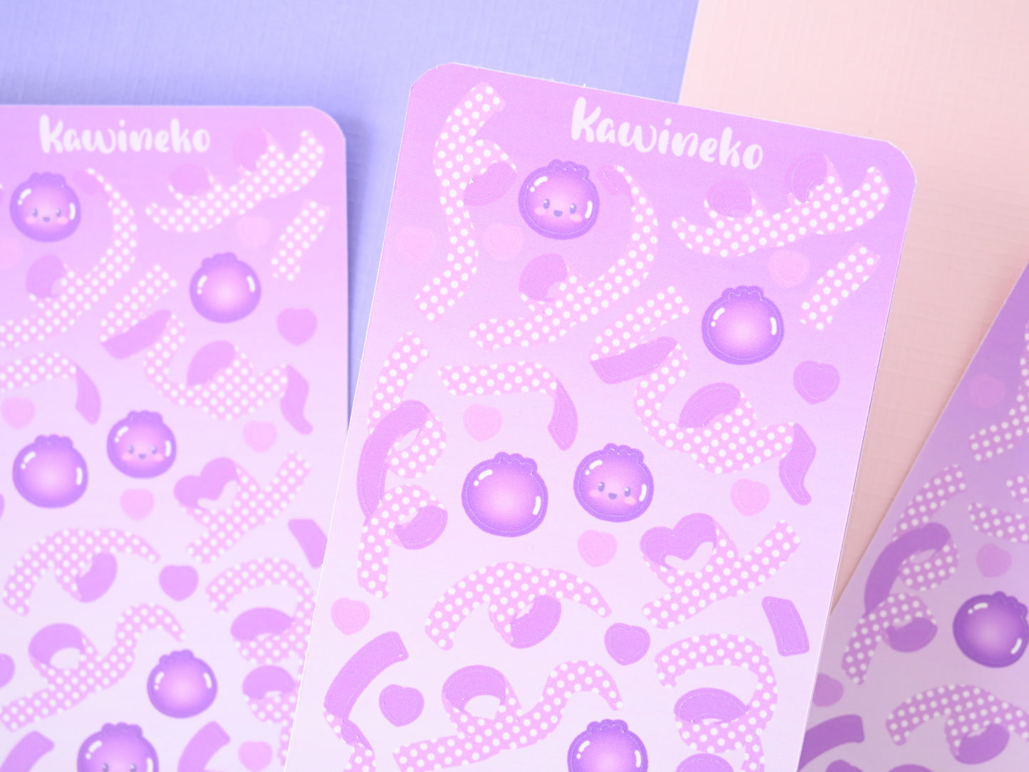 Polka ribbons with blueberries sticker sheet