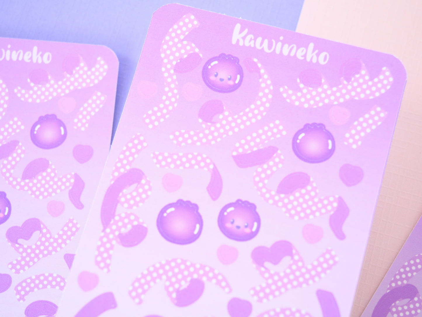 Polka ribbons with blueberries sticker sheet