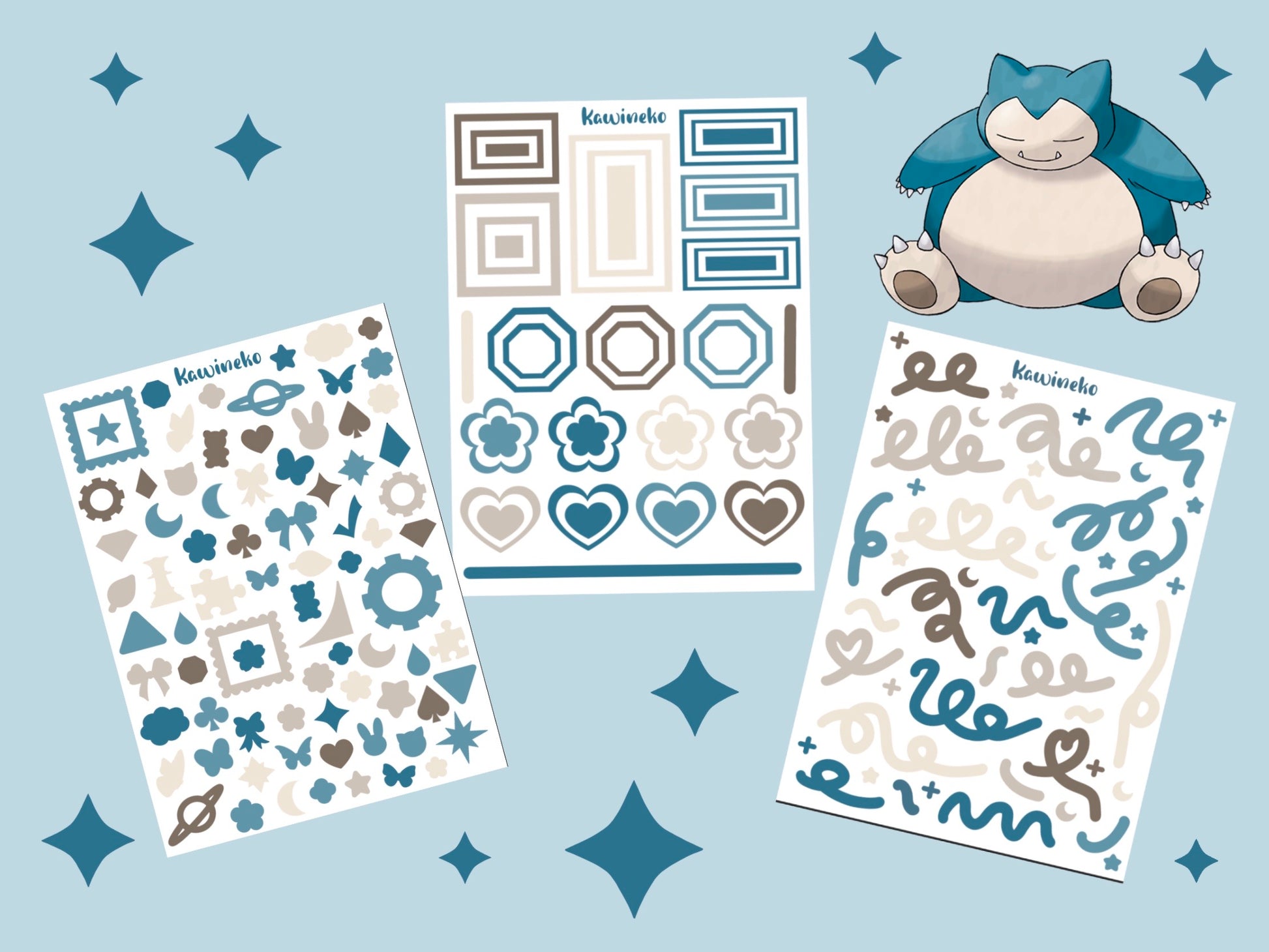 Snorlax color palette deco sticker sheets pokemon – Kawineko