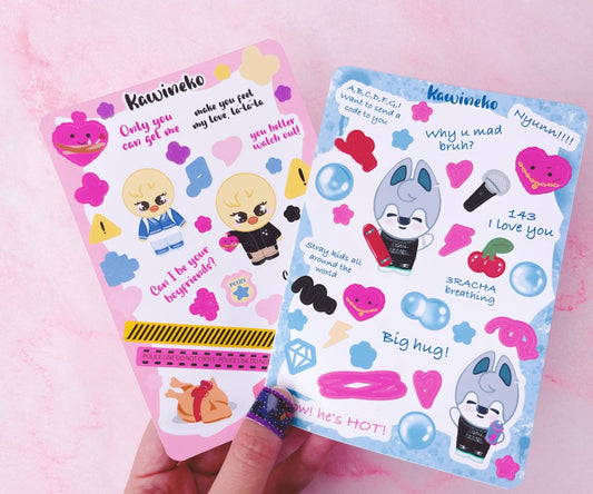 Wolf Chan, BbokAri, SKZOO stray kids sticker sheets