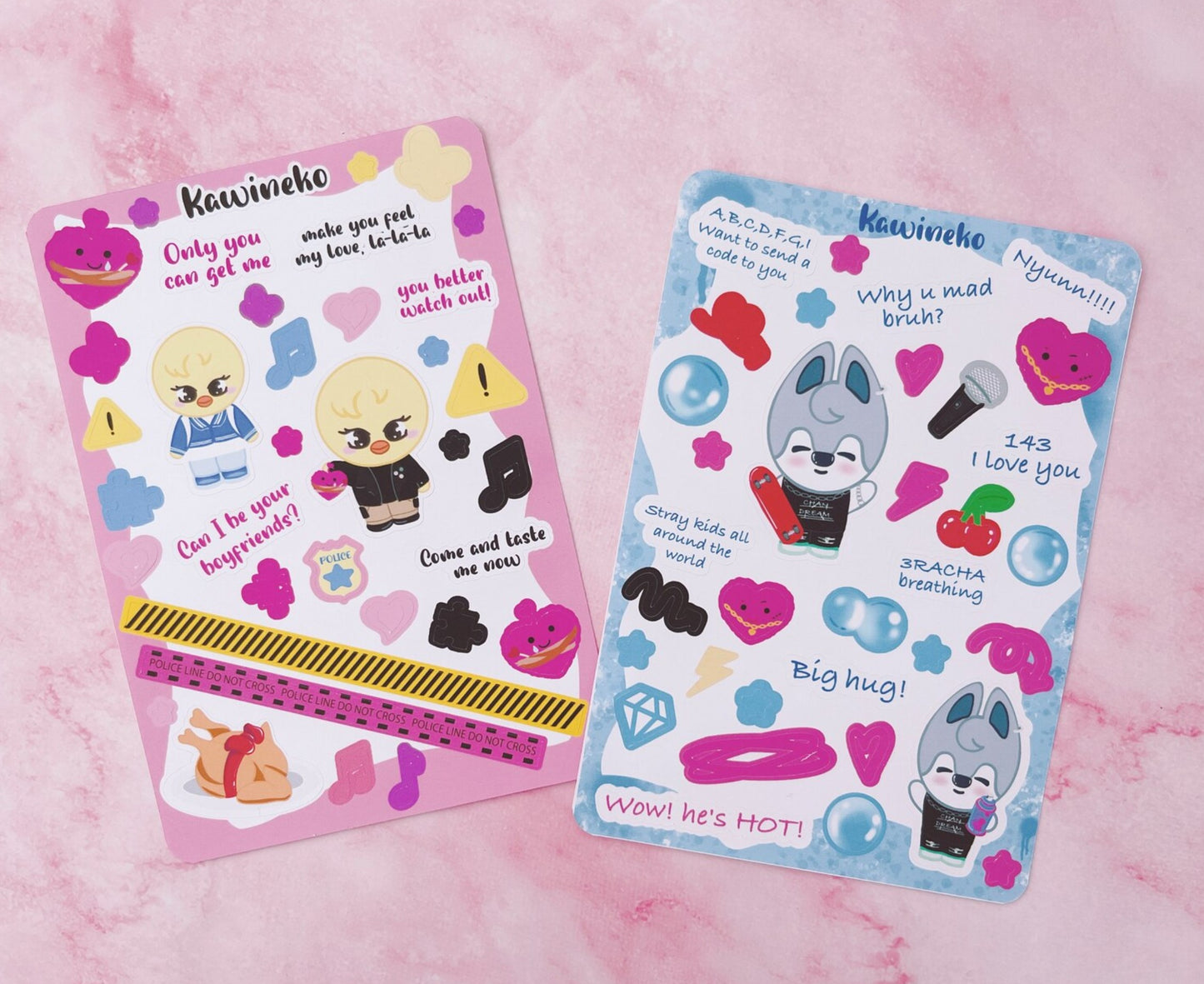 Wolf Chan, BbokAri, SKZOO stray kids sticker sheets