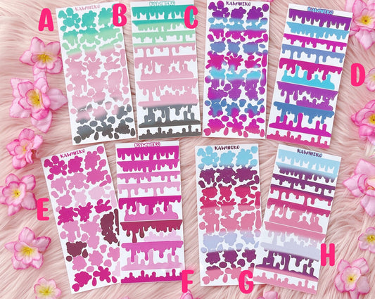 Paint splash and painting drops sticker sheets bundles