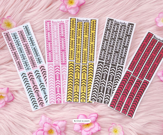 Warning strips sticker sheets