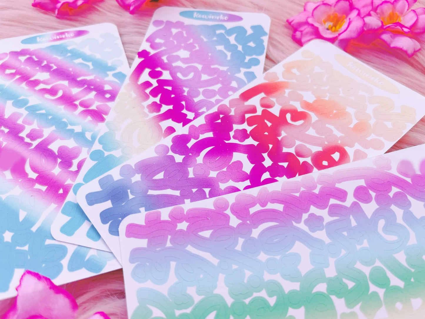 Gradient vibrant ribbons sticker sheets