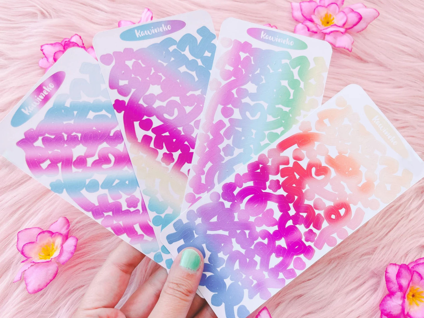 Gradient vibrant ribbons sticker sheets