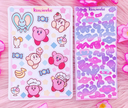 Kirby inspired and Galaxy ribbons sticker sheets