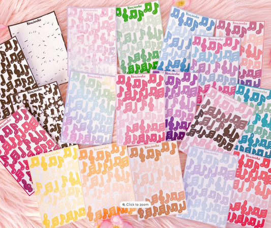 Music notes sticker sheets