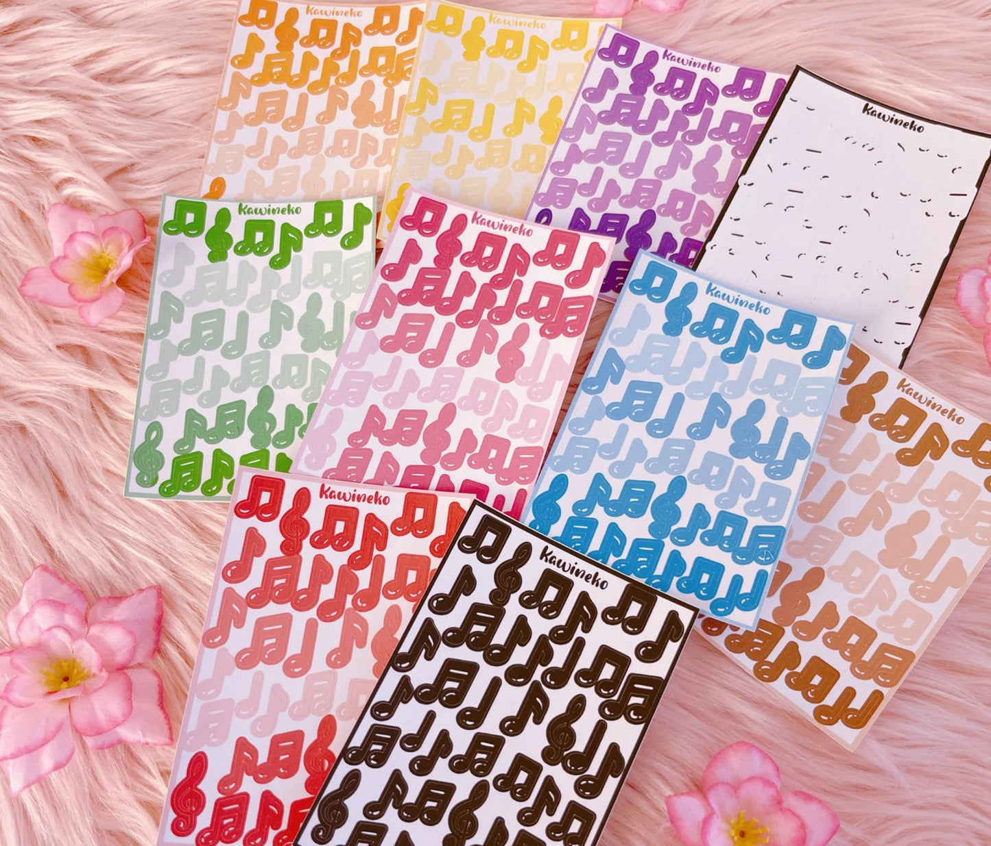 Music notes sticker sheets