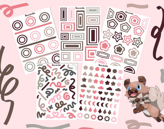 Rockruff color palette deco sticker sheets