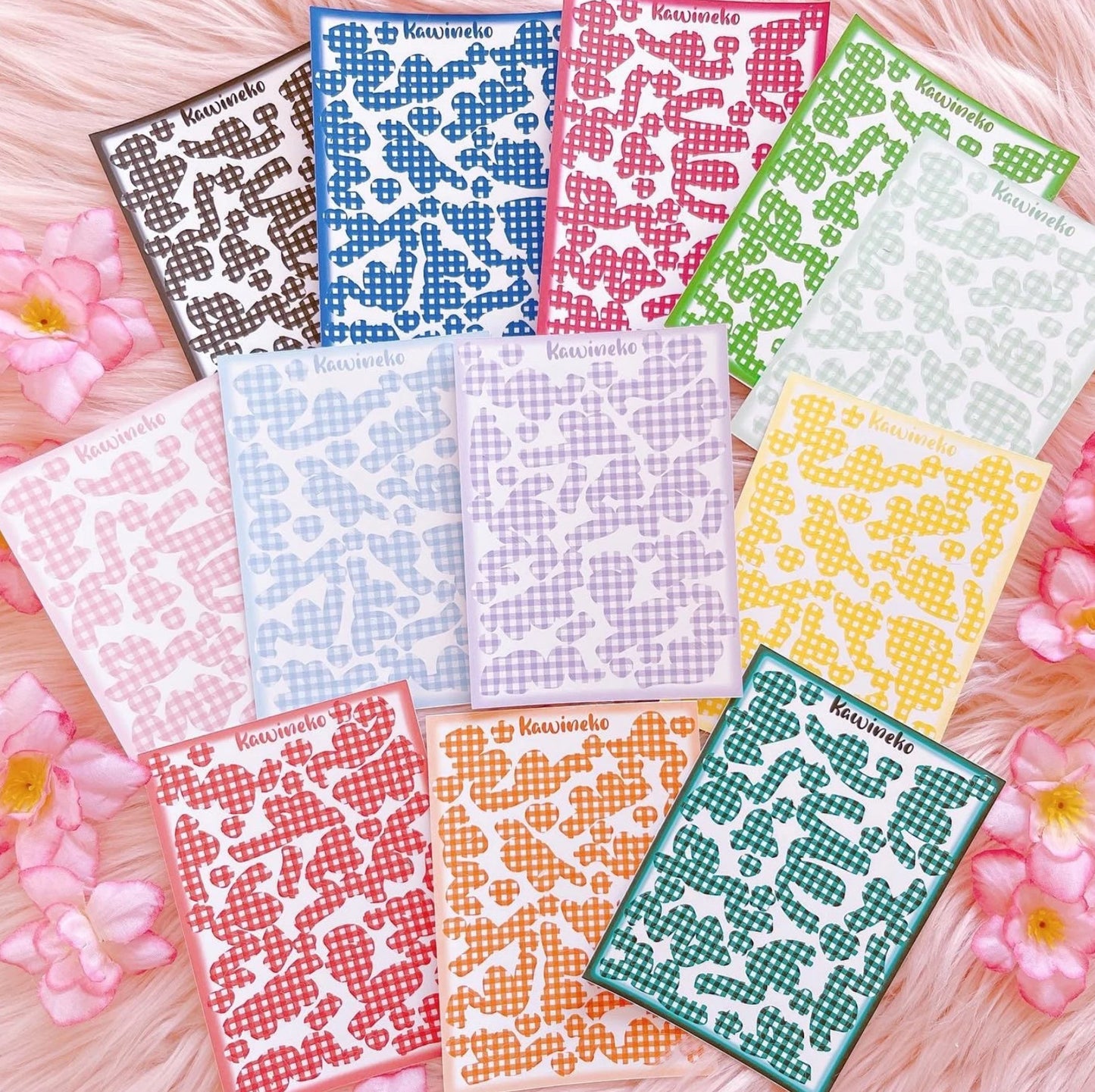 Ribbons with vibrant plaid patterns sticker sheets