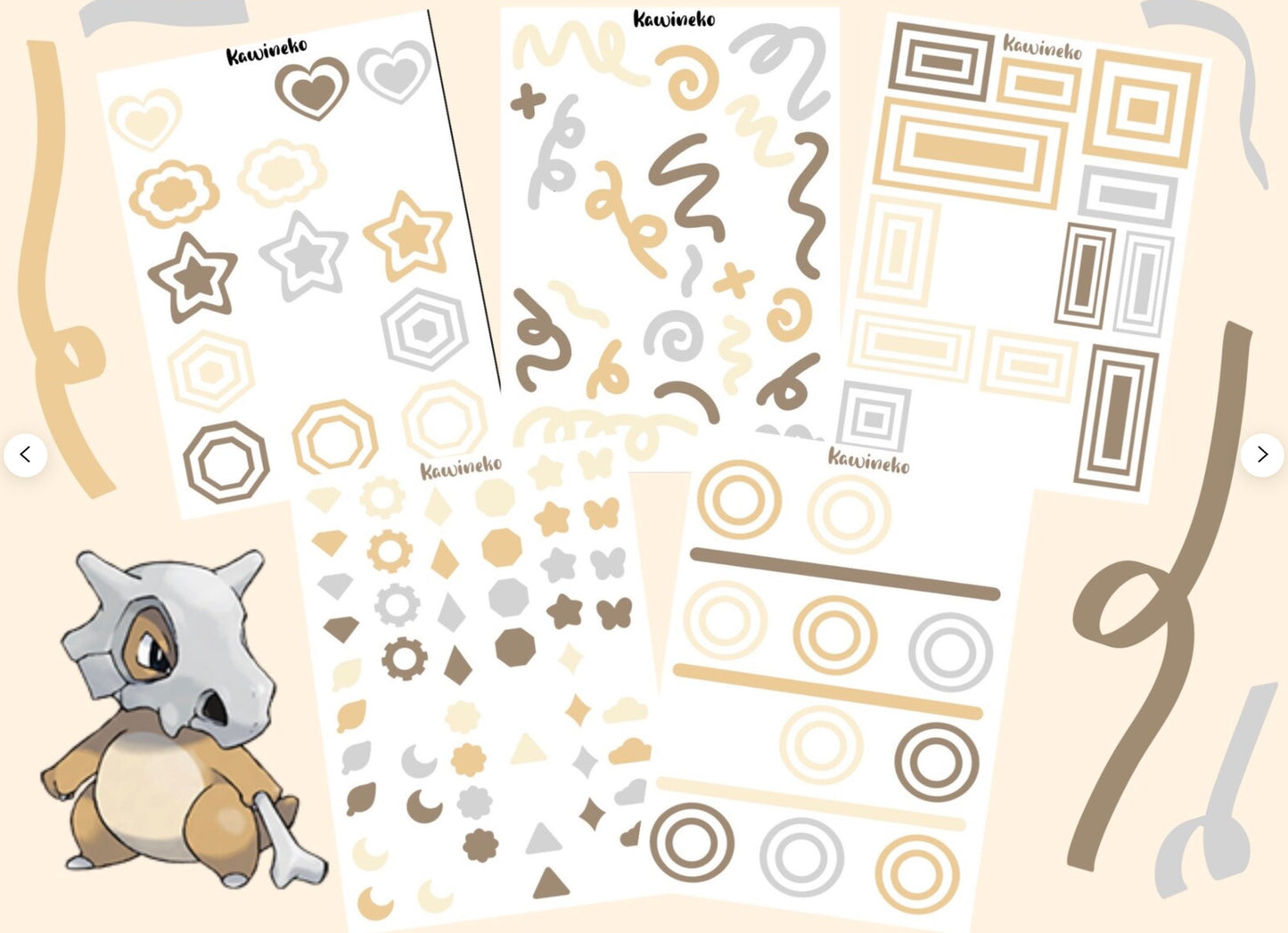 Cubone color palette deco sticker sheets