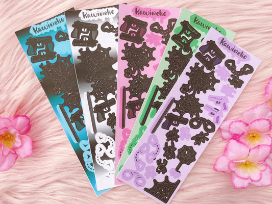 Spider web handscuff and more sticker sheets