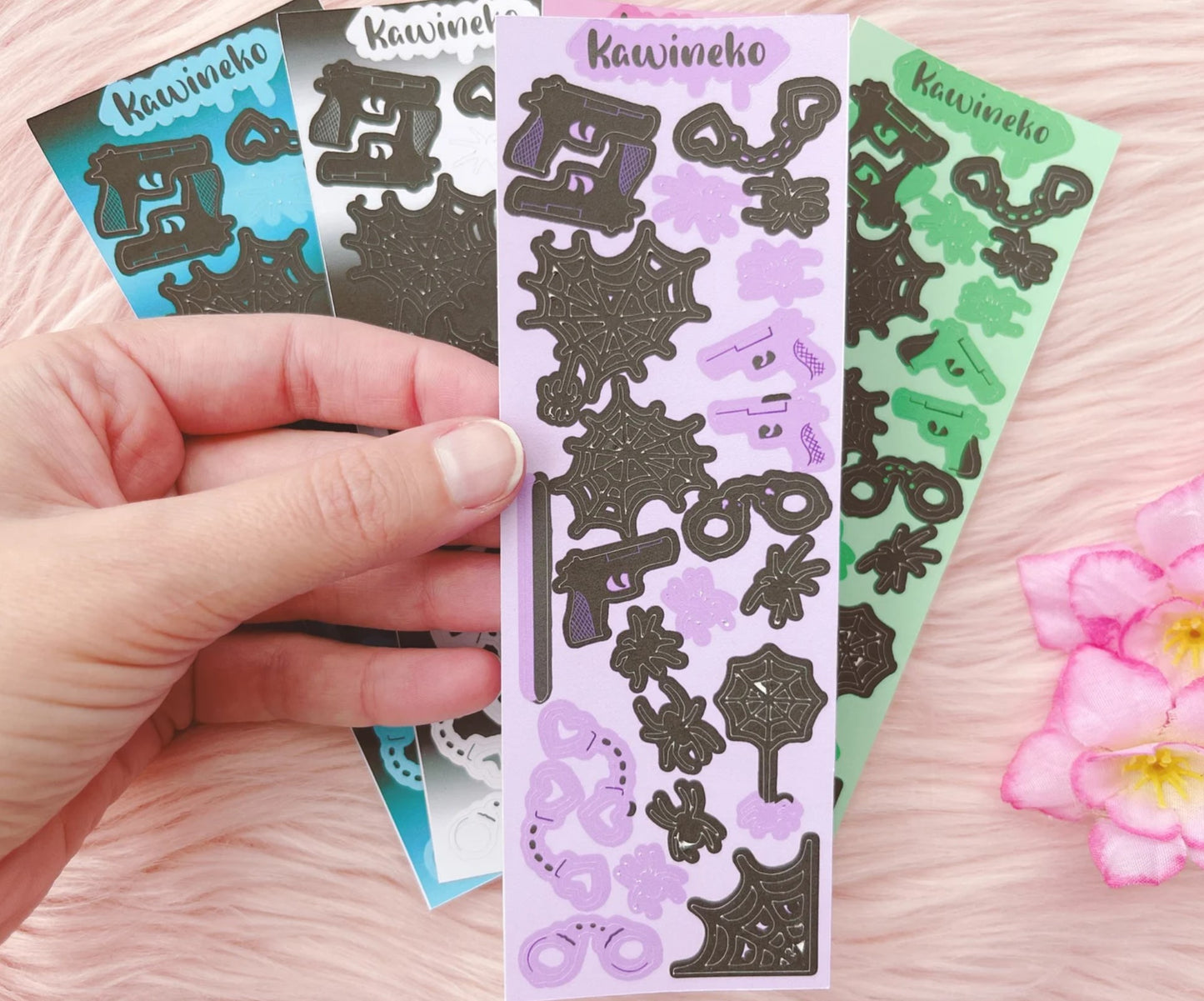 Spider web handscuff and more sticker sheets