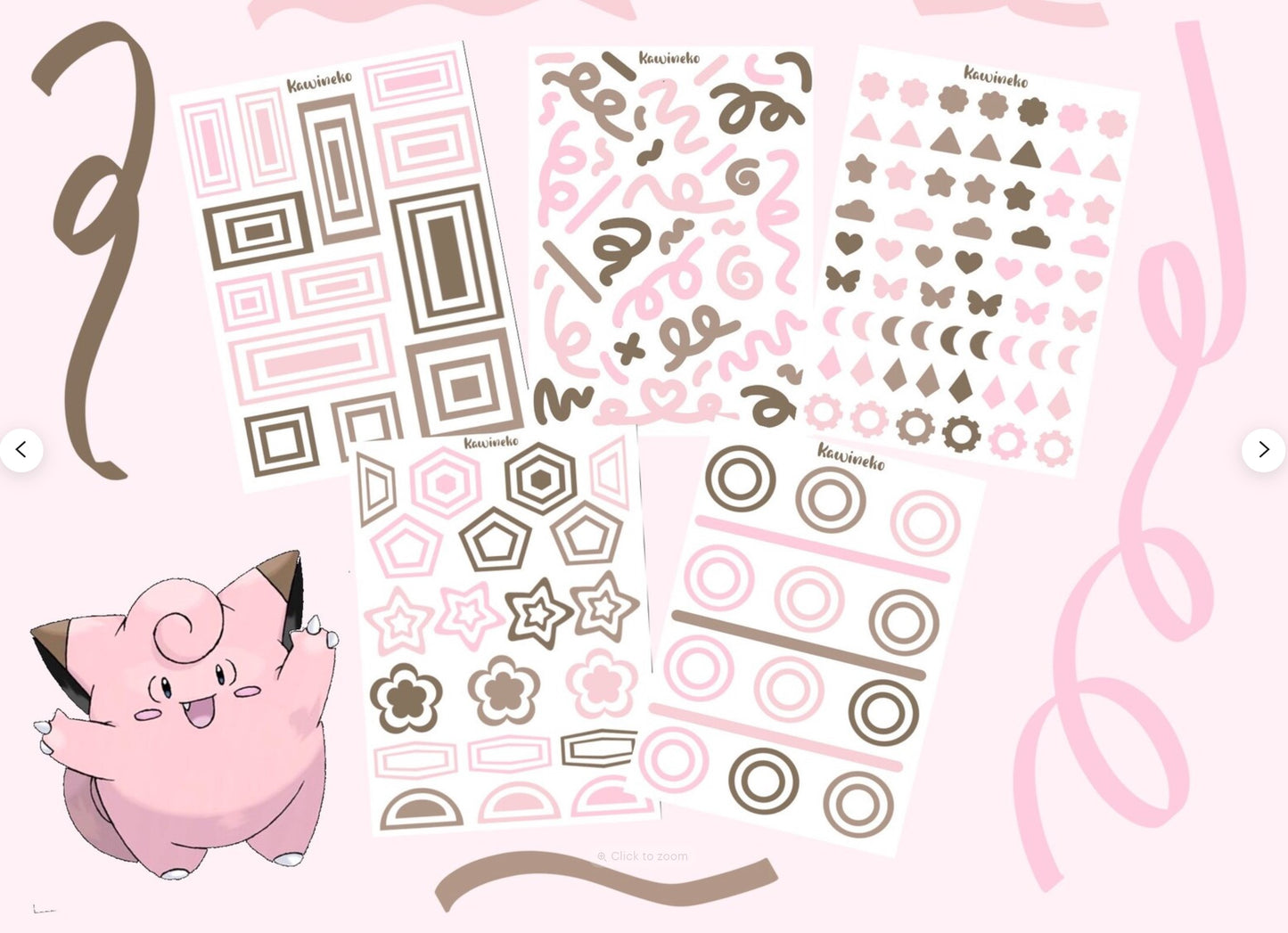 Clefairy color palette deco sticker sheets