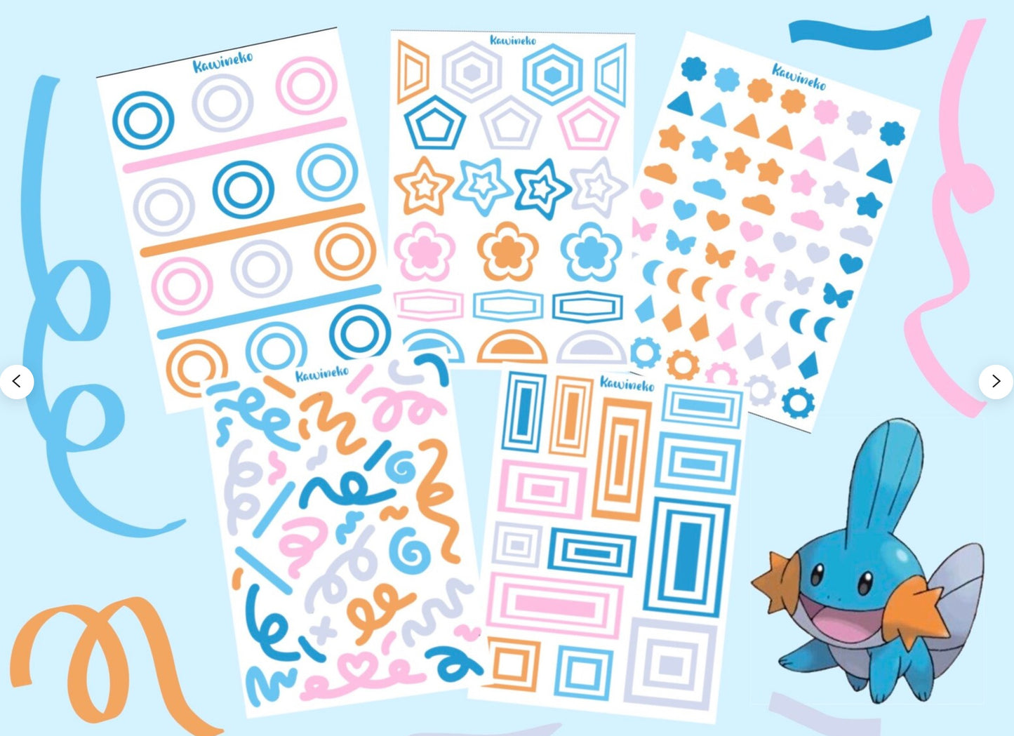 Mudkip color palette deco sticker sheets