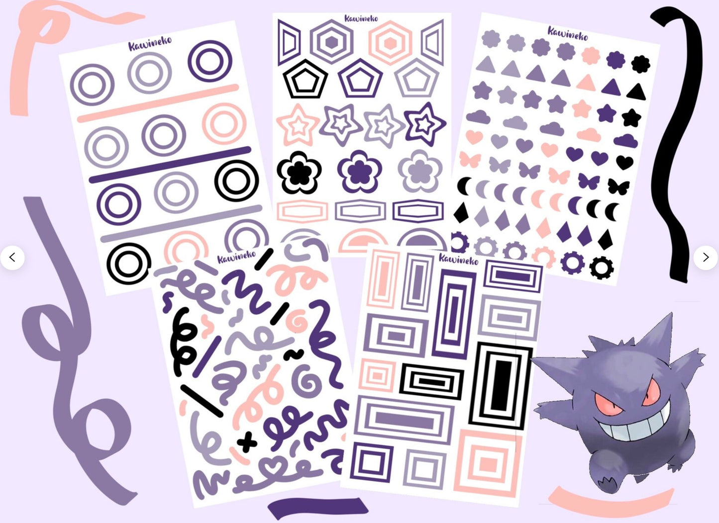 Gengar color palette deco sticker sheets pokemon