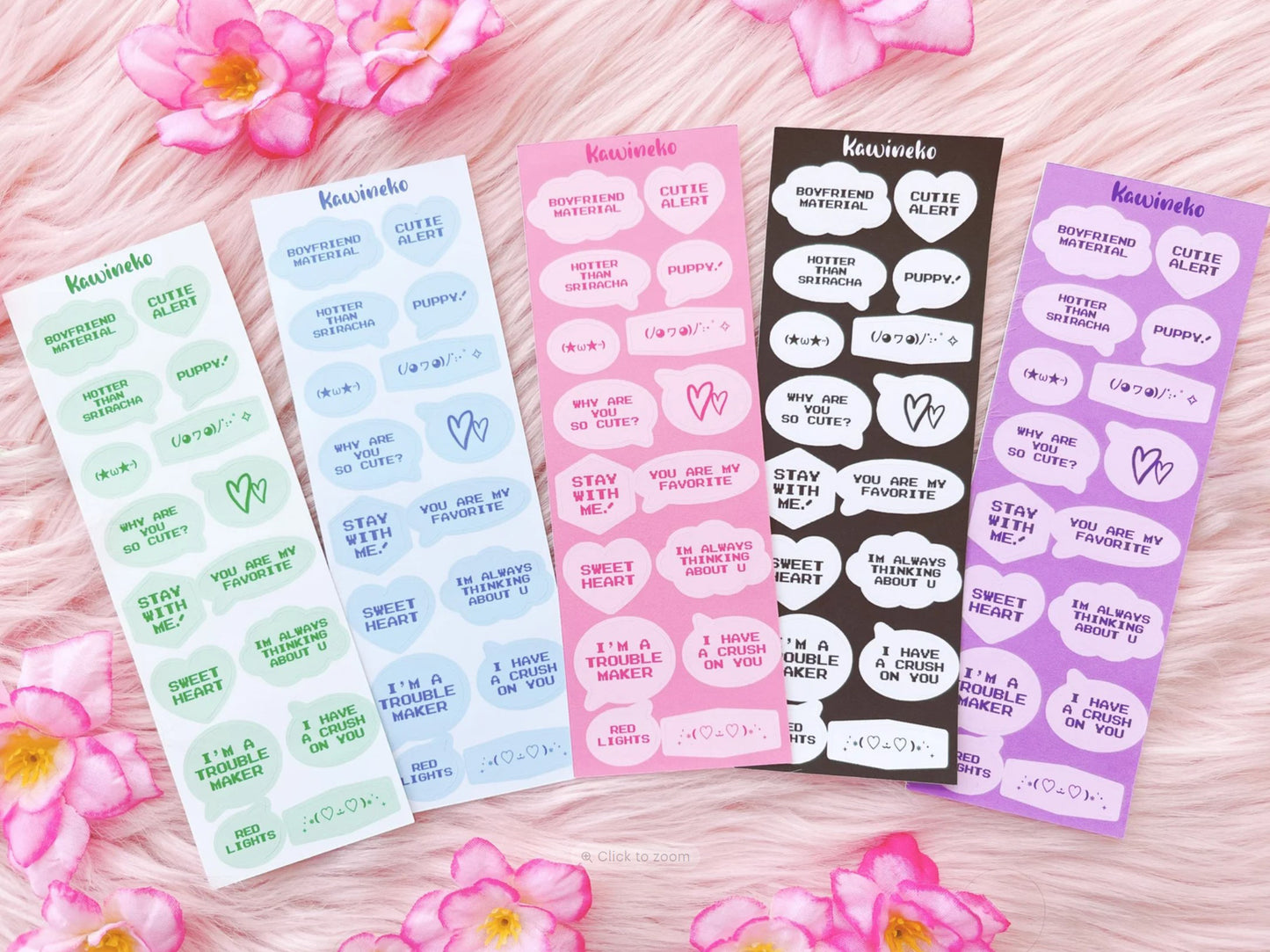 Vibrant bubble speech sticker sheets