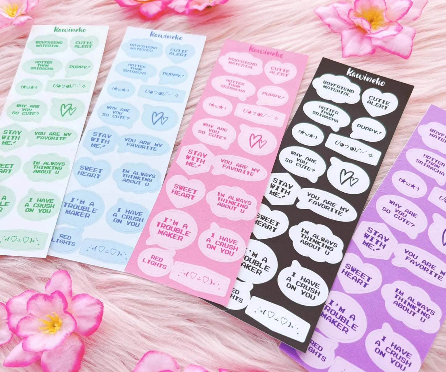 Vibrant bubble speech sticker sheets